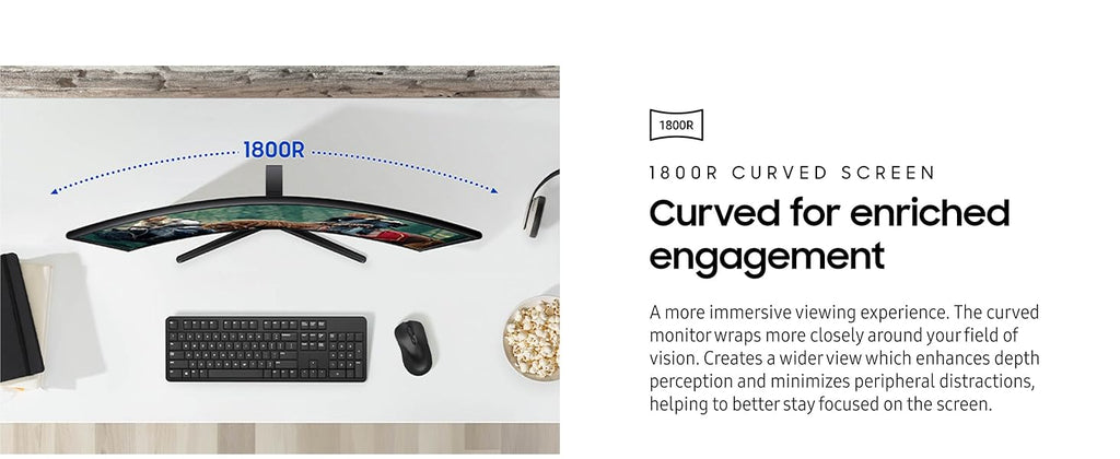 MONITOR SAMSUNG Gaming Essential S3 6GD 27Inch Curved Full-HD 100Hz 4GTG D-Sub HDMI Black