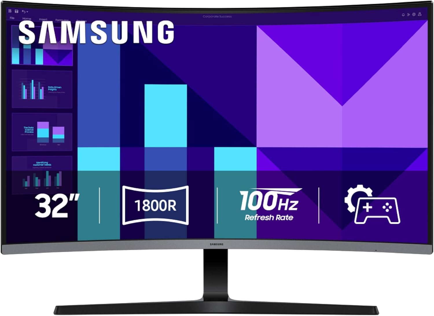 MONITOR SAMSUNG Essential 32Inch Curved Full HD 100Hz Refresh 4ms D-Sub HDMI Grafito