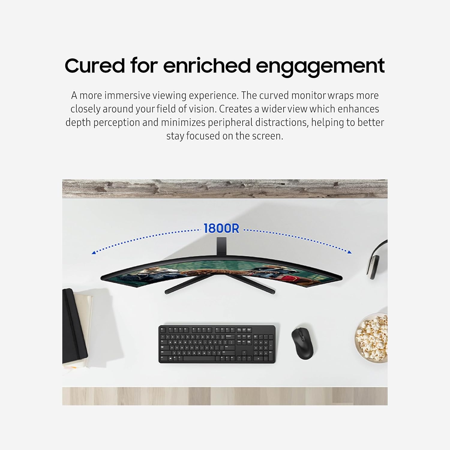 MONITOR SAMSUNG Gaming Essential S3 6GD 27Inch Curved Full-HD 100Hz 4GTG D-Sub HDMI Black