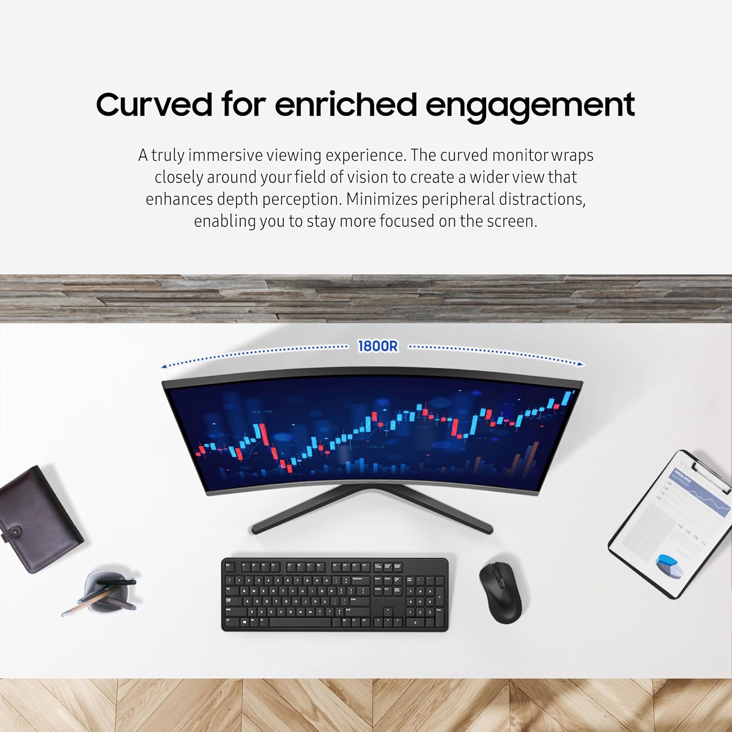 MONITOR SAMSUNG Essential 32Inch Curved Full HD 100Hz Refresh 4ms D-Sub HDMI Grafito